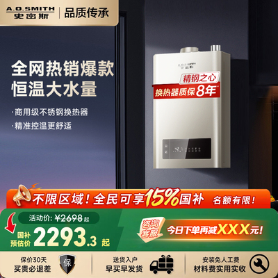 A.O.史密斯天然气16L升洗澡家用燃气热水器智能恒温13升TM5官方