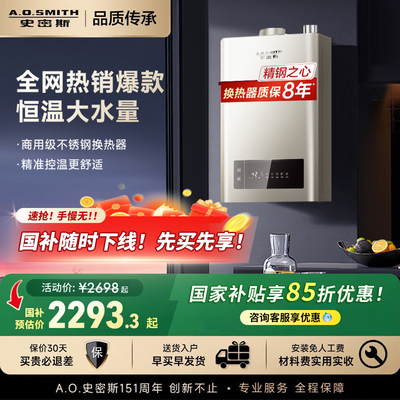 A.O.史密斯天然气16L升洗澡家用燃气热水器智能恒温13升TM5官方