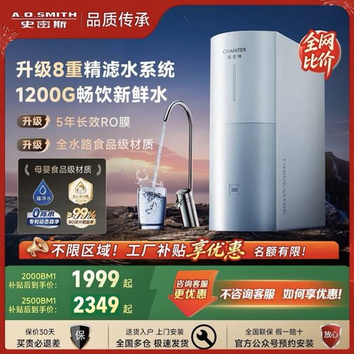 AO史密斯佳尼特厨下家用直饮净水器2000/2500BM1