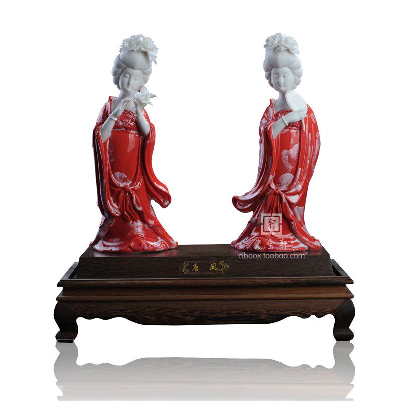 唐风仕女 德化陶瓷古典仕女美女人物雕塑家居办公商务工艺品摆件