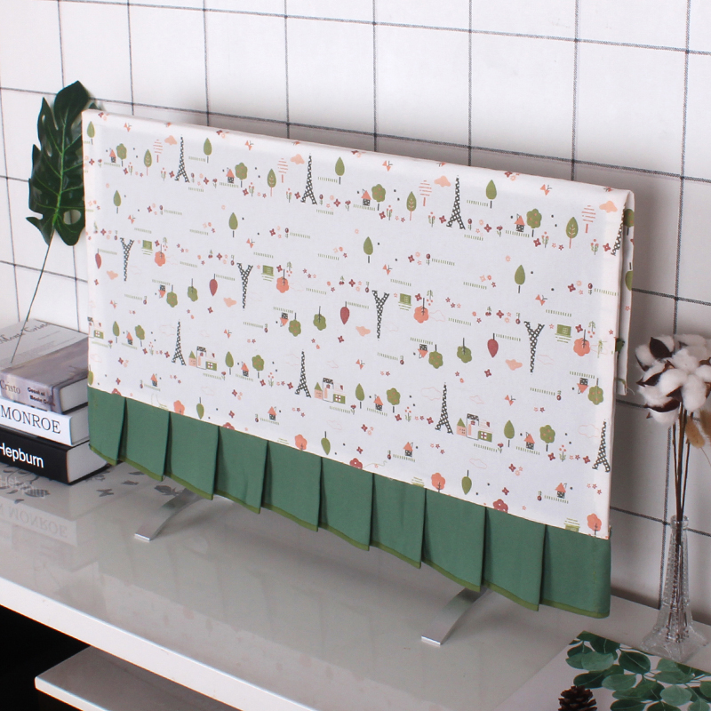 电视机罩55寸电脑罩田园风50寸台式壁挂式防尘罩套家用盖布艺套子