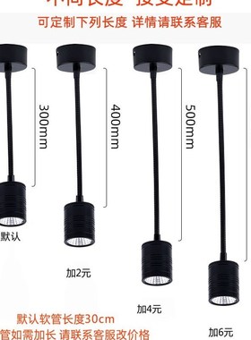 黑色led软管射灯3W明装吸顶免开孔长杆弯管灯照画背景墙壁灯12V伏