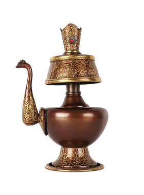 紫铜贲巴壶尼泊尔铜制手工雕花净水壶文巴壶供瓶家居桌面工艺摆饰