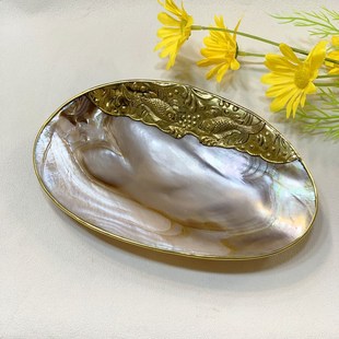 天然紫贝首饰盘梳妆台珠宝项链收纳盘装饰工艺品