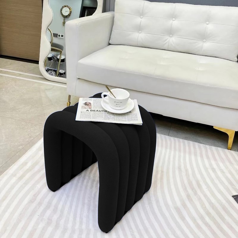 法式梳妆台化妆椅家用换鞋凳轻奢高级感坐墩衣帽间黑色穿鞋矮凳子