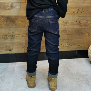 儿童加绒一体绒牛仔裤子小脚修身瘦版铅笔裤2023冬季新款男童长裤