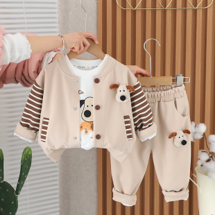 男童春秋季套装2024新款婴儿童装宝宝休闲春装三件套男孩春天衣服