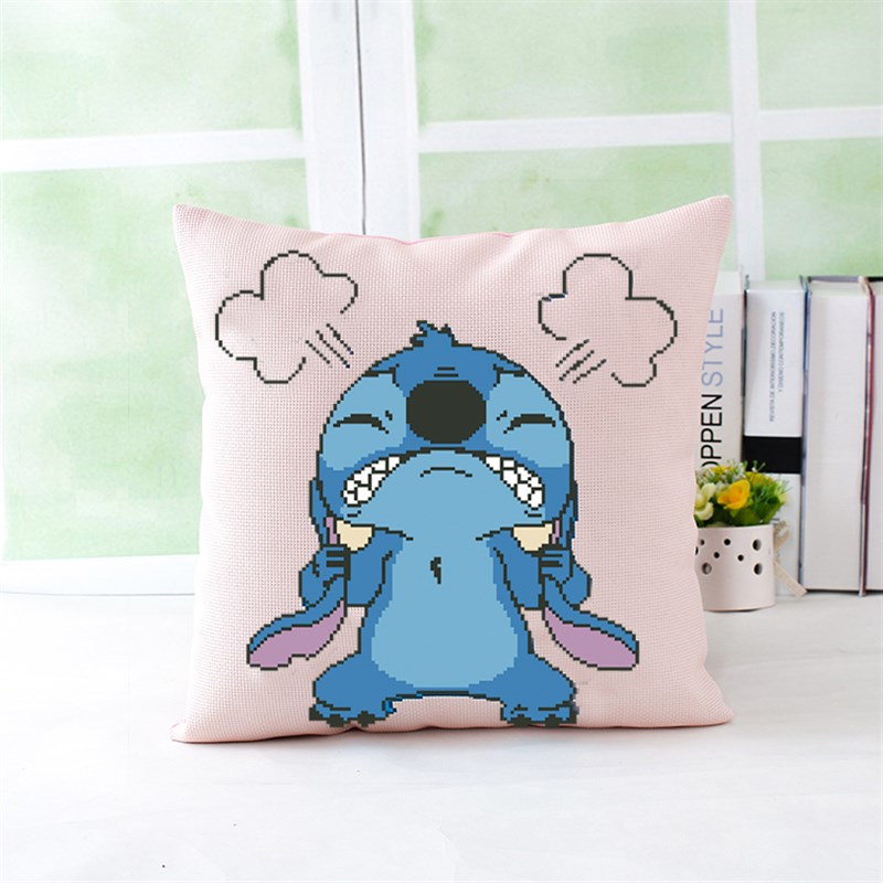 十字绣抱枕史迪奇卡通动漫个性枕套卧室沙发靠枕汽车靠垫喜庆枕头