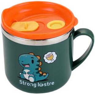 儿童水杯男孩家用女宝宝防摔不锈钢304带盖手柄吸管杯刻度牛奶杯