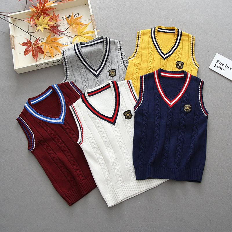 男童毛衣背心女童针织马甲2020新款秋冬季打底衫小中大童线衣校服
