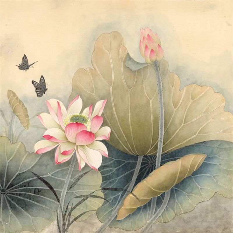 精品工笔国画花鸟画四联斗方客厅书房办公室内中式画框装饰画挂画