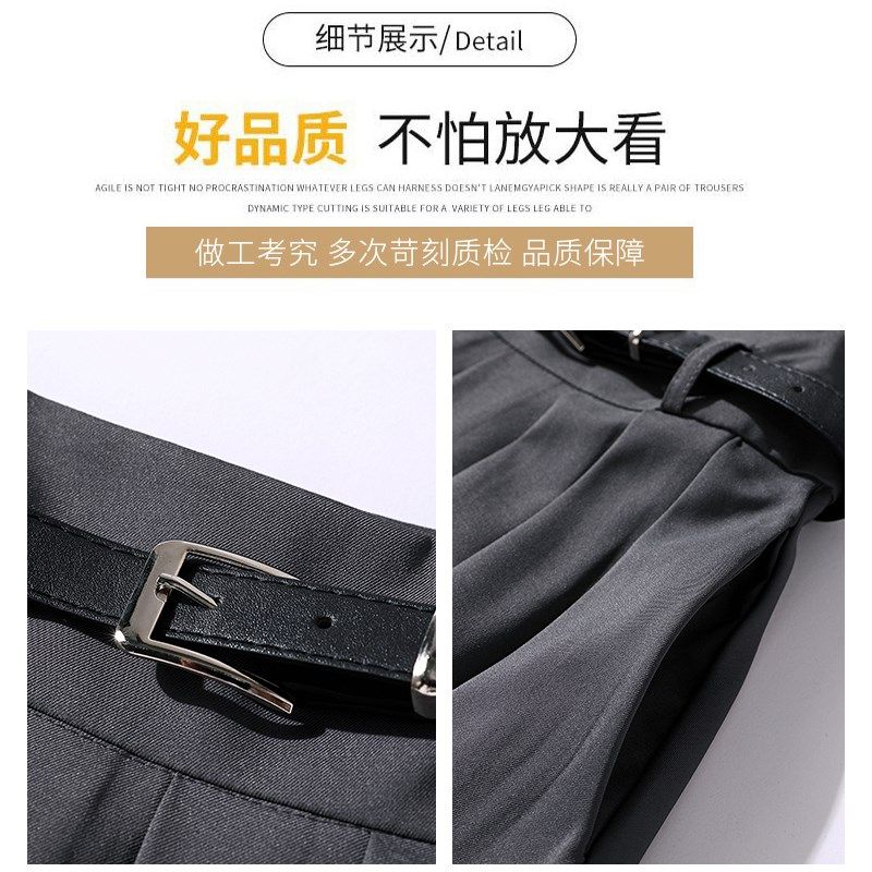 黑色百褶裙女春夏秋高腰垂感a字裙小个子高级大摆西装半身长裙潮