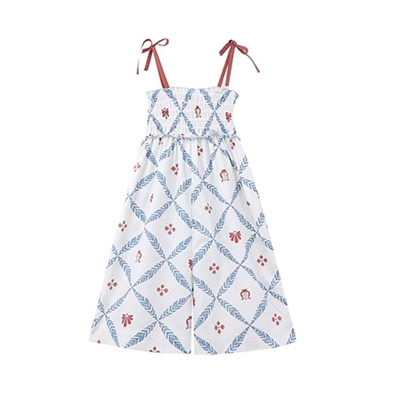 女童吊带连体裤25夏季洋气中大童碎花宽松阔腿裤亲子休闲度假长裤