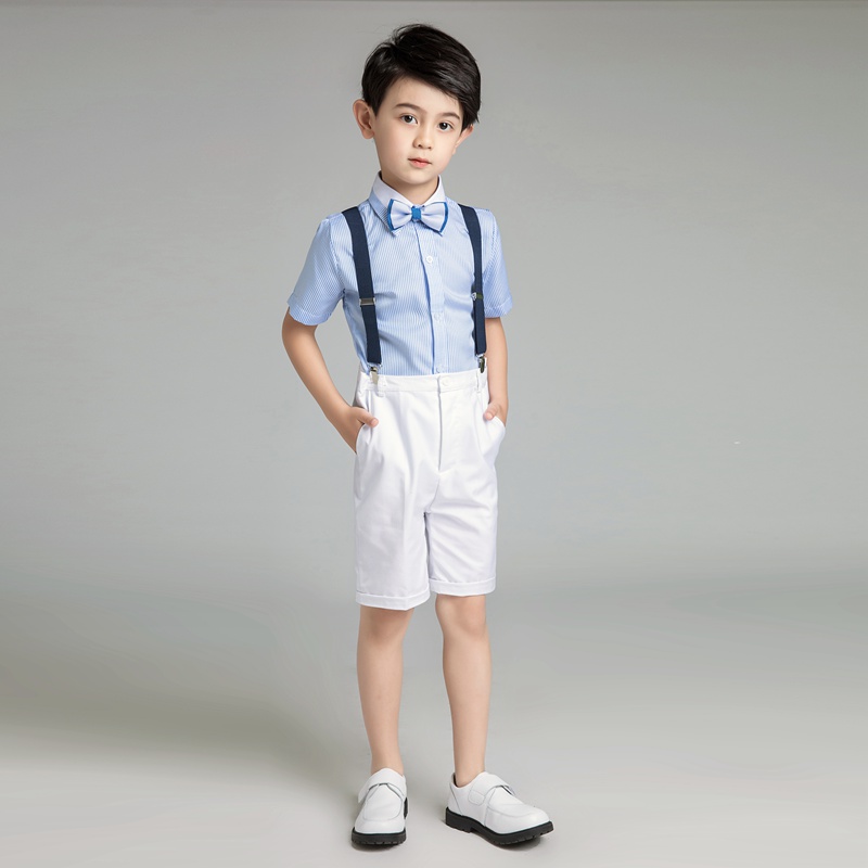 六一儿童礼服小花童主持人男童钢琴演出服装背带裤合唱表演套装夏