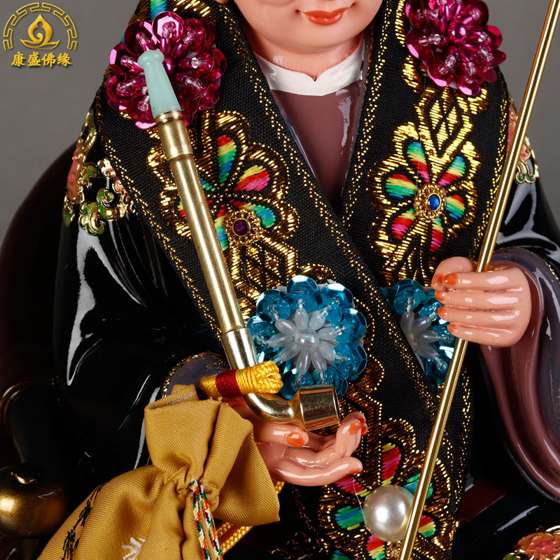 黑老太太神像法器烟斗配件烟袋黑妈妈手拿法宝铜合金龙拐披肩霞披