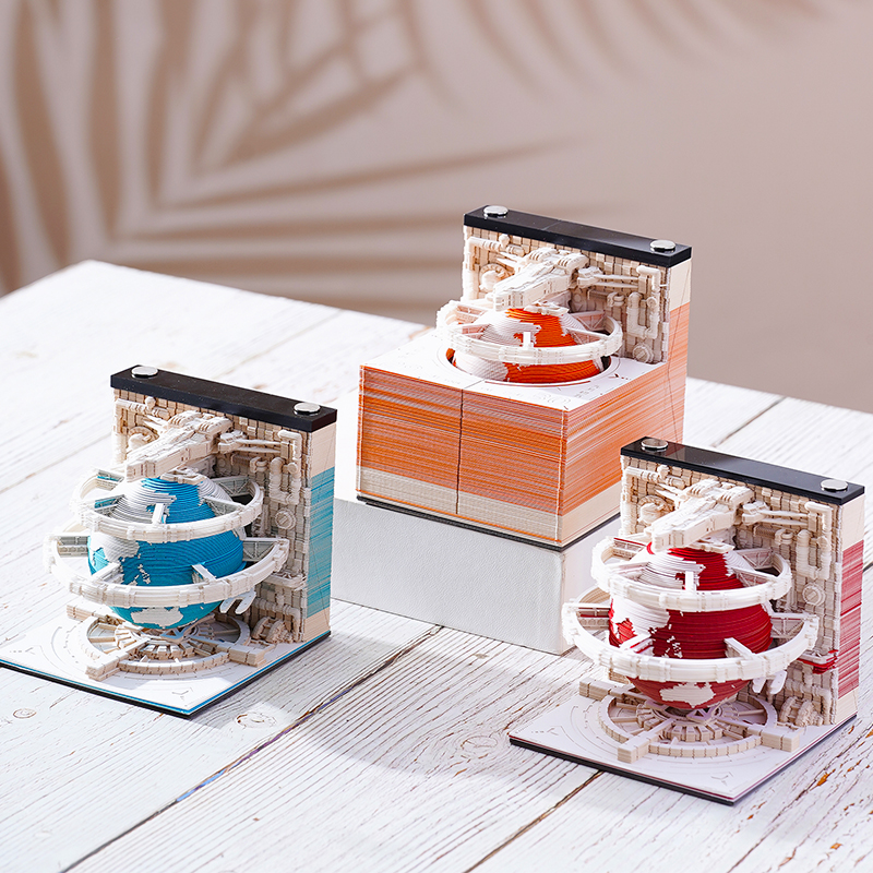 2023简约兔年拯救地球3D立体纸雕日历手撕便签纸创意模型网红台历