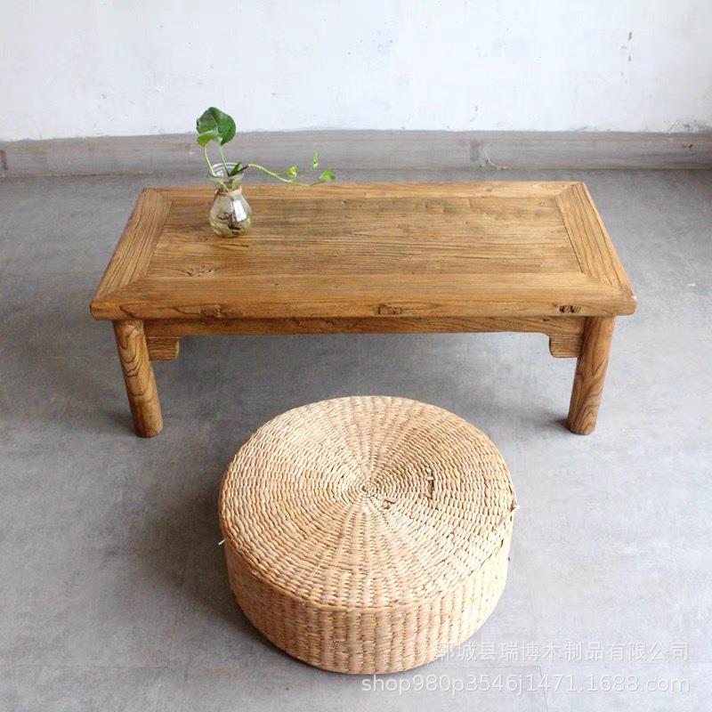 老榆木中式榻榻米茶几小方桌矮桌子小茶台茶桌实木炕桌矮桌家用