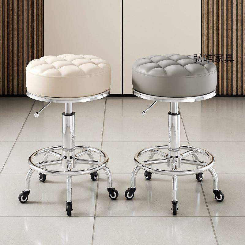 美容凳子滑轮理髲店椅美容院专用大工凳升降转椅圆凳美发美甲椅子