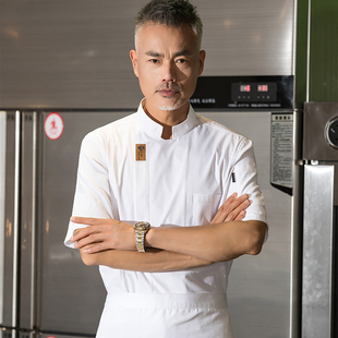 厨房厨师工作服男厨师服短袖夏季透气夏装长袖高档厨师长酒店餐饮
