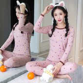 线衣线裤 秋衣秋裤 学生少女薄款 打底保暖内衣全棉毛衫 女士纯棉套装