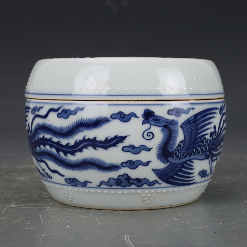 大清康熙凤纹鼓钉罐 包老瓷器 旧货老货 古董古玩 收藏品