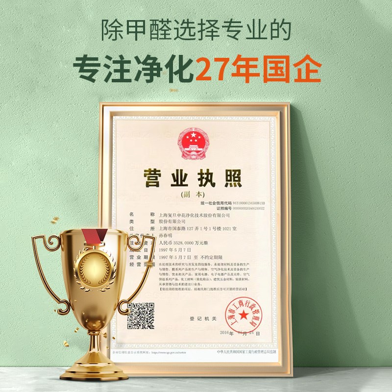 复旦申花除甲醛无耗材空气净化神器新家房用除味杀菌臭氧机除醛仪