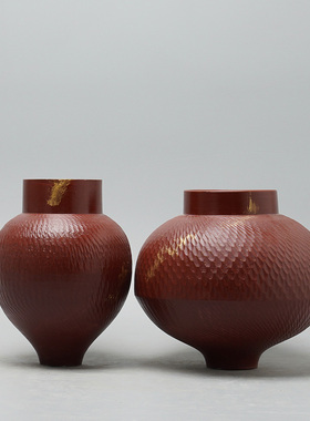 新中式创意复古鳞纹绿色陶瓷花瓶摆件样板间桌面插花花器软装饰品