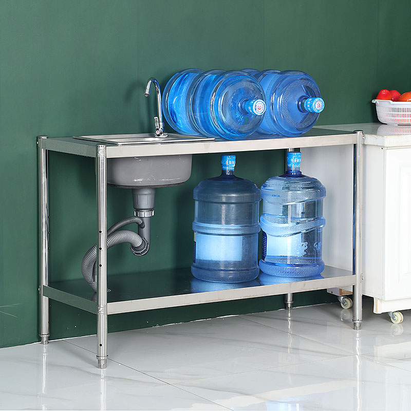 厨房不锈钢水槽台面一体式单槽洗菜盆洗碗水池架加厚家用置物架子