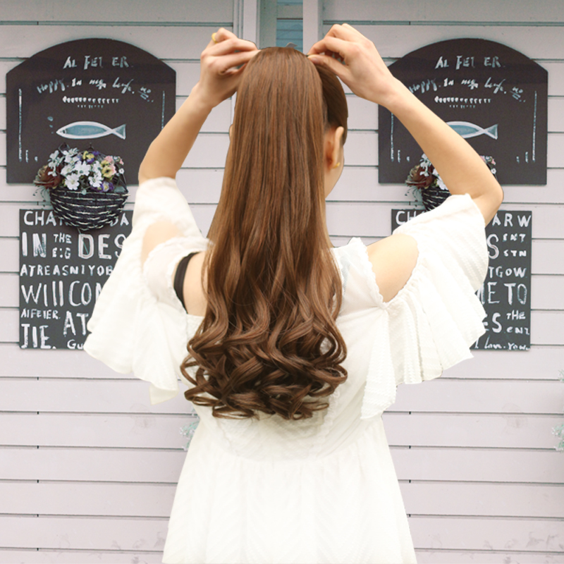 假发马尾假发女士长卷发绑带式梨花卷大波浪中长短马尾