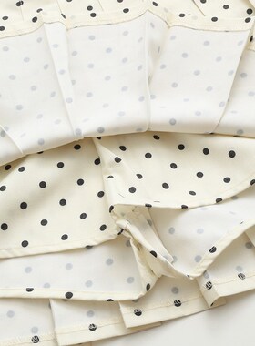 BM MICN法式白色波点高腰显瘦半身裙百搭显瘦设计感小个A字百褶裙