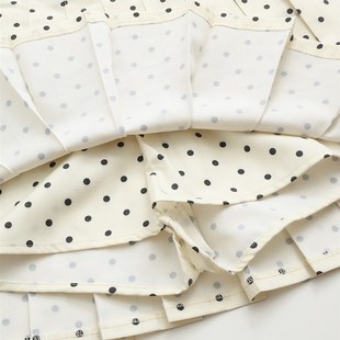 白色波点高腰显瘦半身裙百搭显瘦设计感小个A字百褶裙 MICN法式