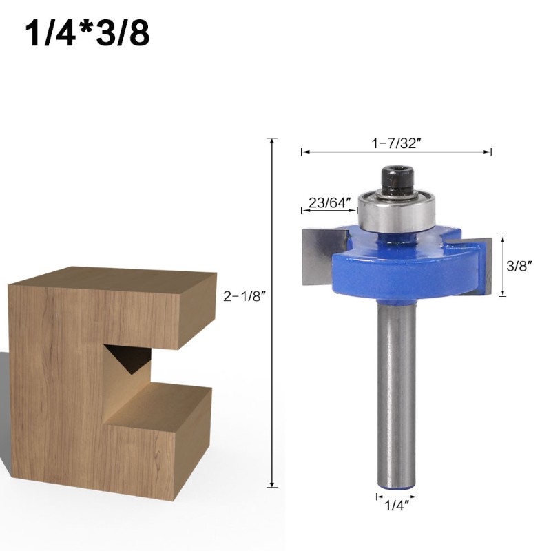 滚珠T型刀1/4*3/8木工铣刀开槽刀槽口刀合金刀头修边机刀头