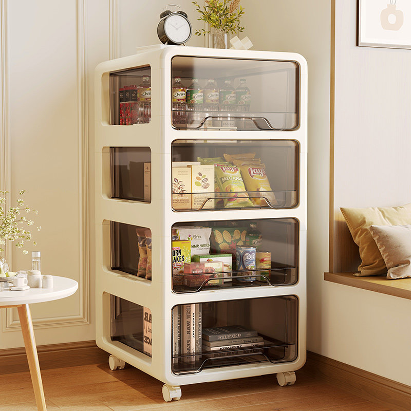 抽屉式零食收纳柜客厅沙发旁书架置物架儿童书柜办公室移动小推车