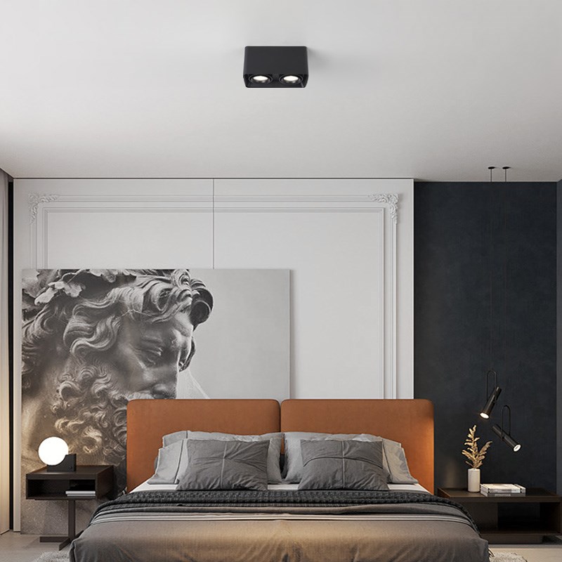 led明装射灯方形吸顶gu10灯泡三色客厅家用卧室店铺可调角度筒灯