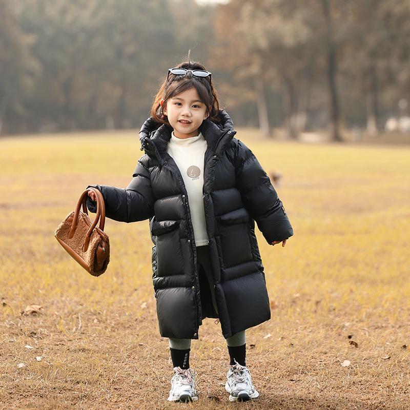 儿童羽绒服男童女童冬季2024新款中长款黑金加厚极寒宝宝鹅绒外套