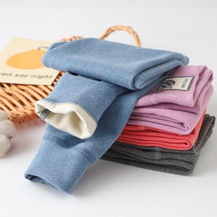 无骨缝婴幼儿德绒加厚打底秋裤 男童女宝宝绒裤 内穿棉裤 儿童保暖裤