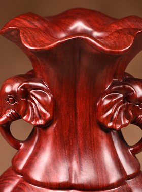 红花梨太平有象花瓶摆件客厅新中式家居办公室装饰工艺品乔迁送礼