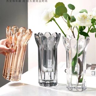 北欧风手捧花束造型玻璃花瓶轻奢客厅水养插花餐桌装饰品摆件花器