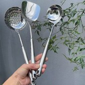 德式 10不锈钢漏勺加厚捞饺子面条厨房过滤网笊篱家用镜光