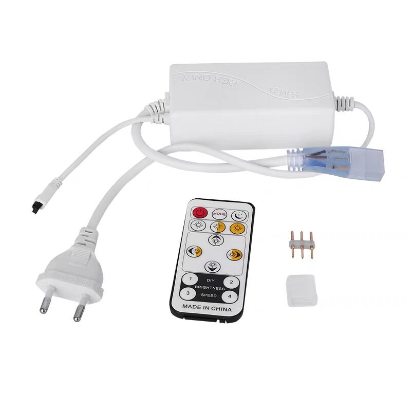 led三色变光灯带遥控双排插头5730家装吊顶220v智能单色控制器