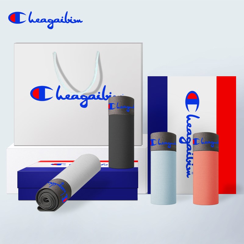 男士内裤男纯棉透气平角裤宽松无痕中腰加大码青年四角裤头礼盒装