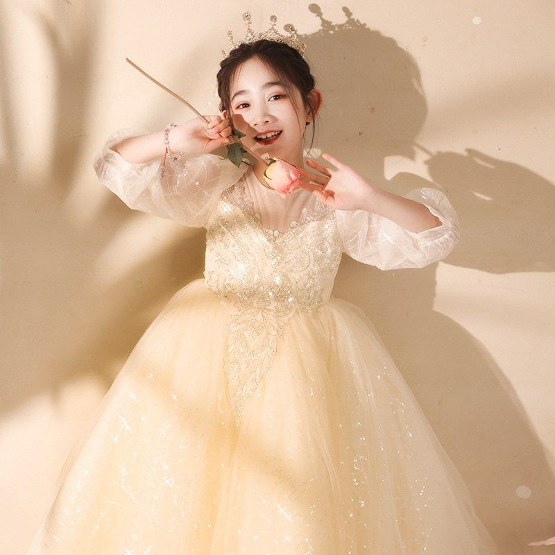 儿童礼服女大童花童婚礼小女孩主持人晚礼服公主裙女童钢琴演奏