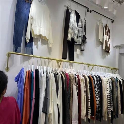 服装店展示架上墙壁挂侧挂架女装童装店货架金色挂衣架子陈列架