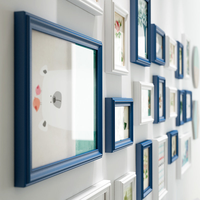 欧锋客厅卧室小清新挂墙相框组合实木照片墙装饰沙发电视背景墙饰