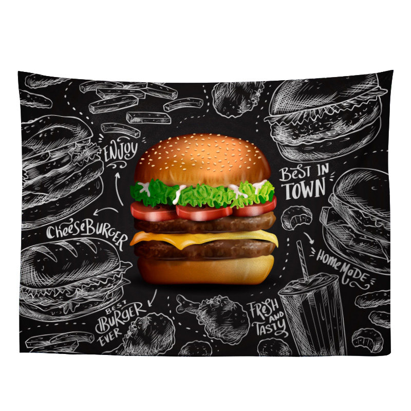 网红汉堡薯条热狗快餐店餐厅墙上装饰挂帘 夜市摊位街边摆摊挂布,居家布艺,挂毯/壁毯,淘宝优惠券,粉丝福利购,淘宝优惠卷