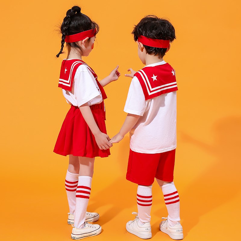 纯棉六一儿童合唱演出服男生幼儿园毕业服大班拍照衣服女生表演服
