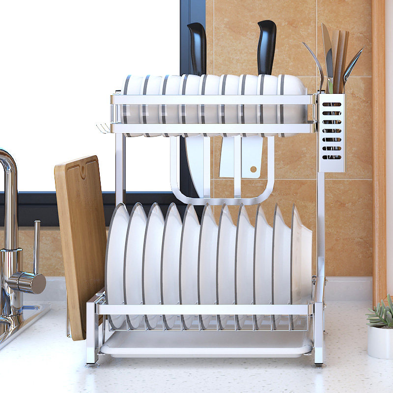 304不锈钢碗架沥水架厨房置物架晾放盘子的架子台面小型碟筷收纳