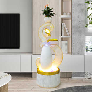 欧式小众高级流水生财喷泉摆件客厅前台室内鱼缸造景乔迁开业礼物