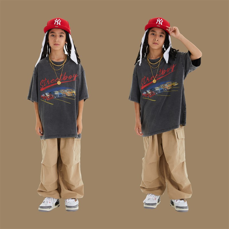 男童爵士街舞潮服演出服少儿hiphop嘻哈儿童表演服模特走秀服装夏
