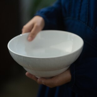 山水一间石纹福禄吃粥喝汤碗面碗盛汤碗家用白色水果沙拉中式餐具